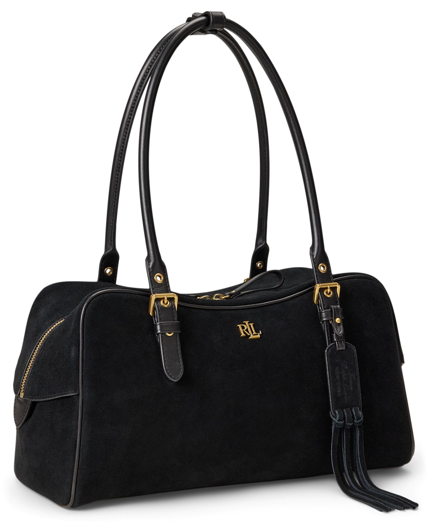 Женская сумка Lauren Ralph Lauren Marcy Suede Large Satchel, цвет: Чёрный — фото 4