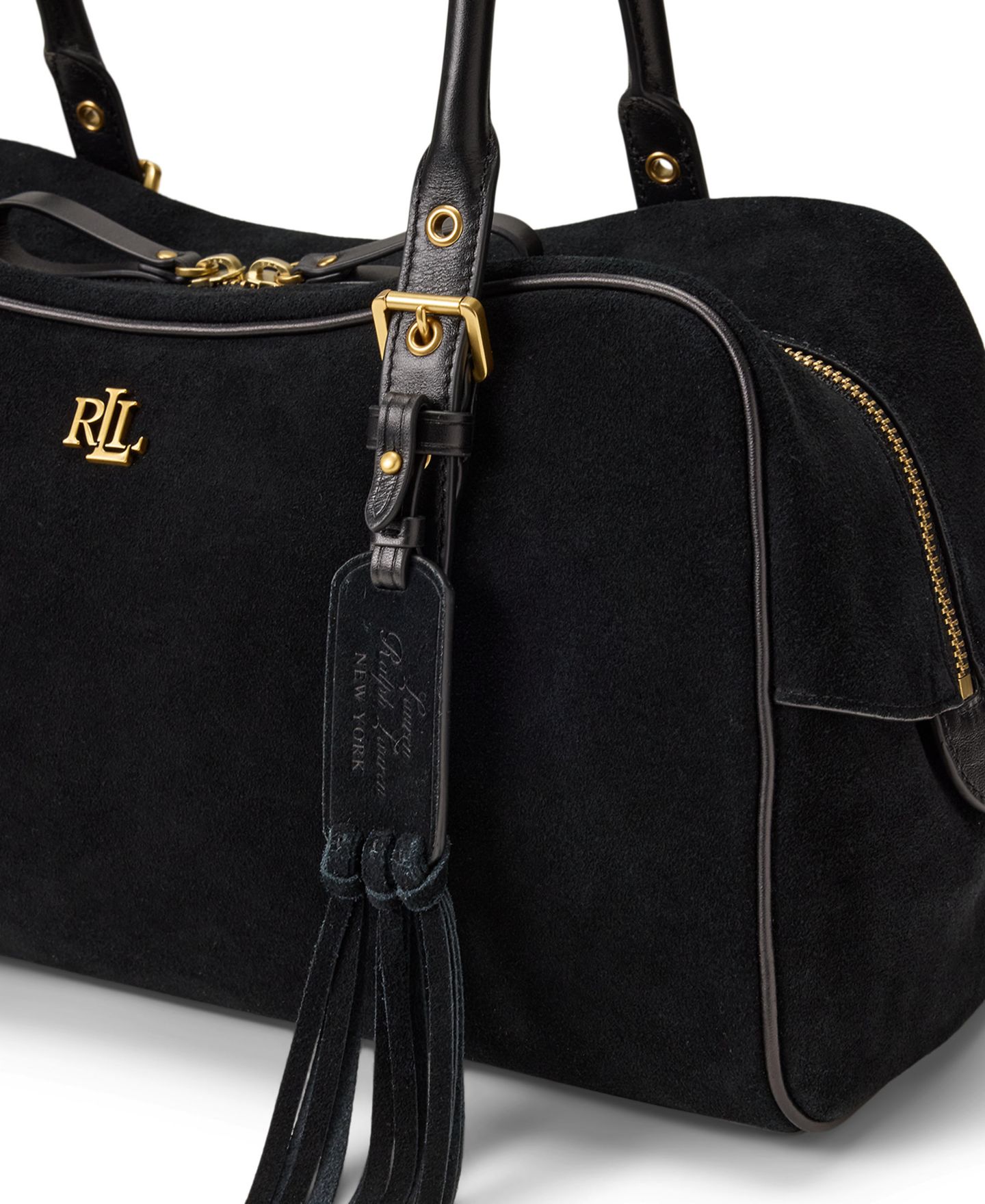 Женская сумка Lauren Ralph Lauren Marcy Suede Large Satchel, цвет: Чёрный — фото 6
