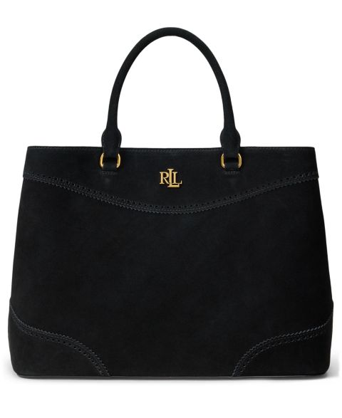 Женская большая замшевая сумка-сэтчел Lauren Ralph Lauren Marcy, цвет: Чёрный