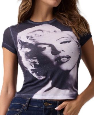 Women's Marilyn Slim Face Graphic Retro T-Shirt