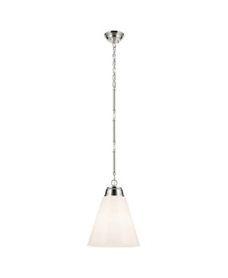 Marsailli Polished Nickel Pendant Large 1Lt with Opal Glass