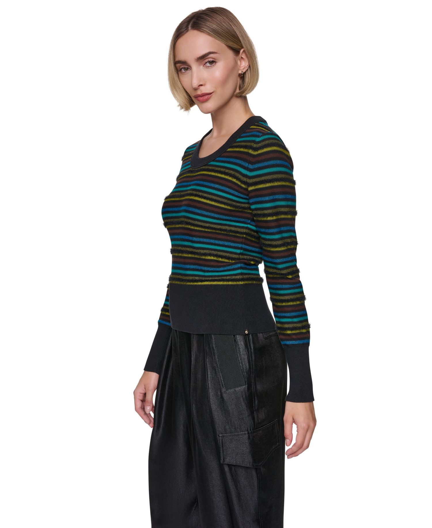 Women's St Germain Combo Stripe Poorboy Long-Sleeve Crewneck Pullover
