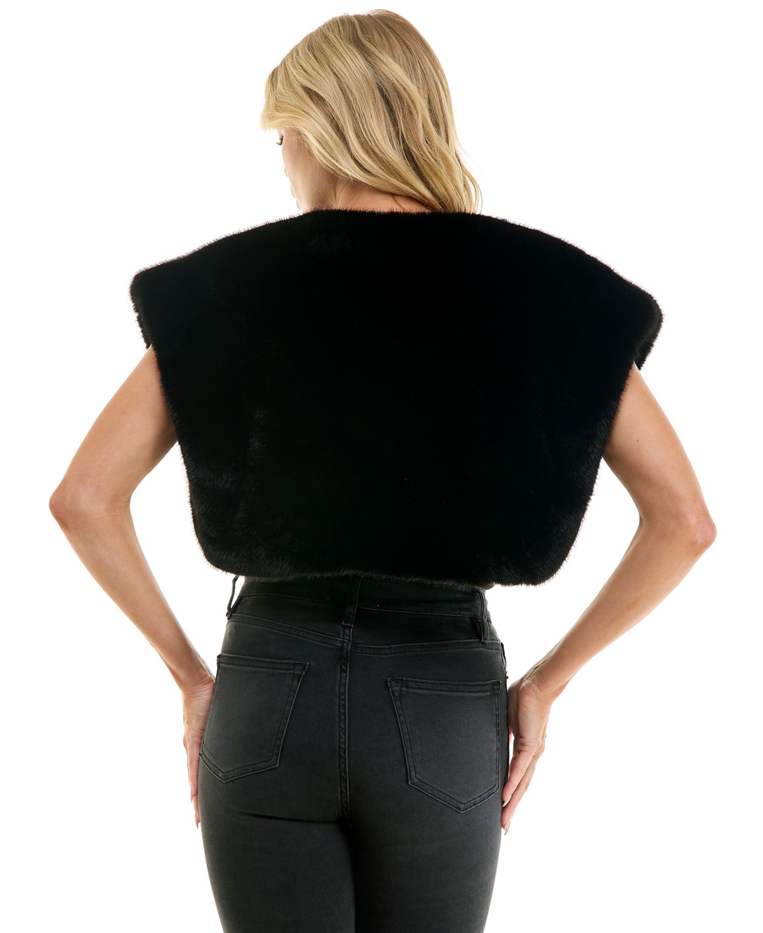 Juniors' Faux Fur Cropped Vest