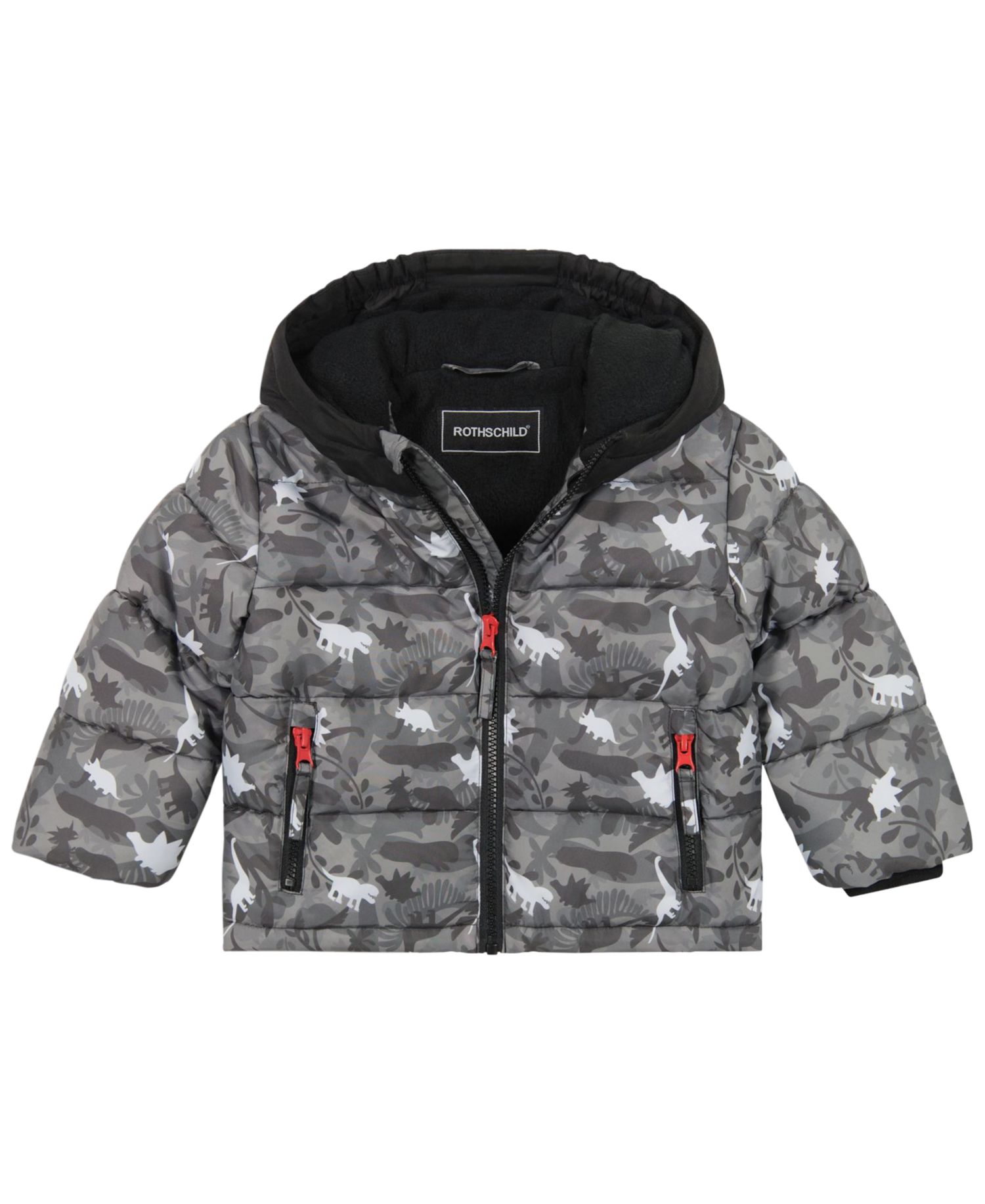 Toddler Boys' 2T-5T Dinosaur-Print Puffer Hooded Jacket and Ski Bib, 2-Piece Set