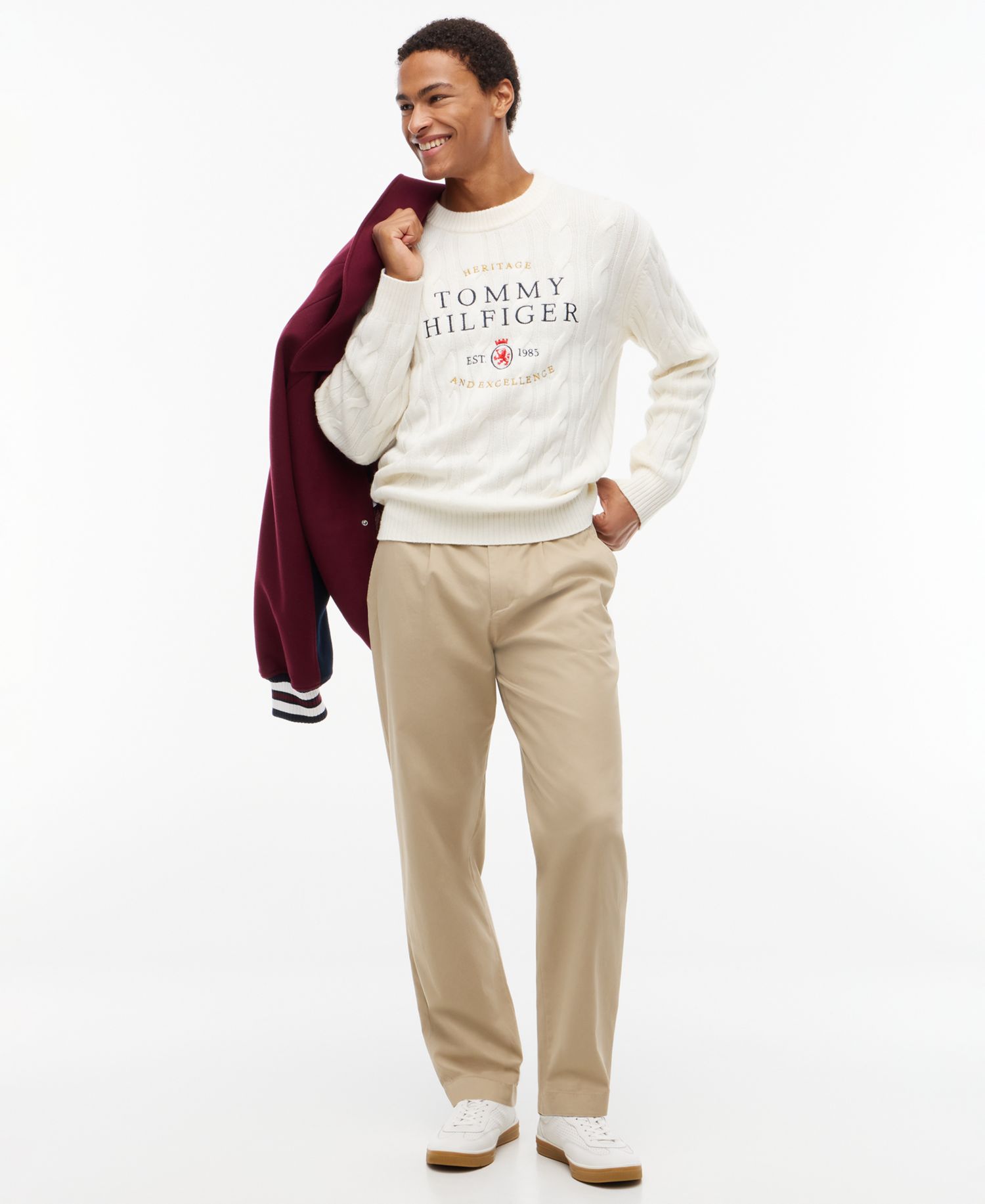 Men's American Icons Cable-Knit Graphic Crewneck Sweater
