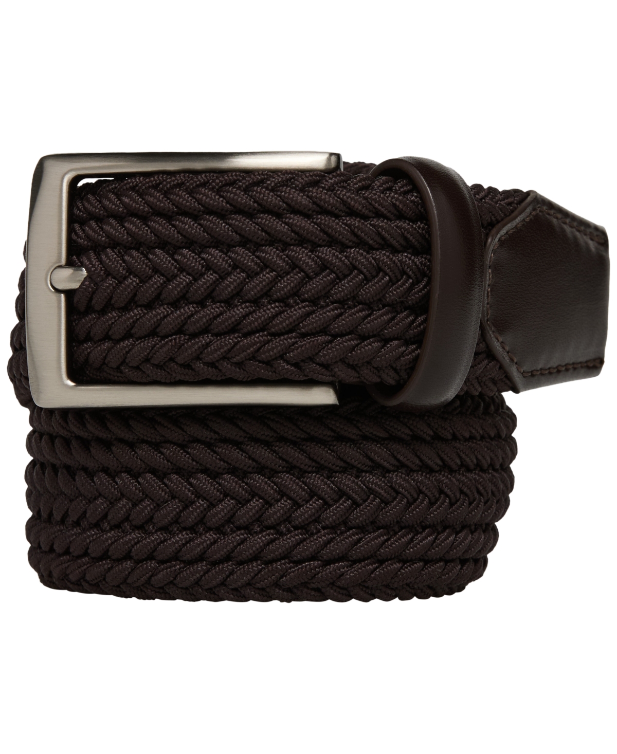 Perry Ellis Portfolio Men's Channel Braided Stretch Belt - Chocolate