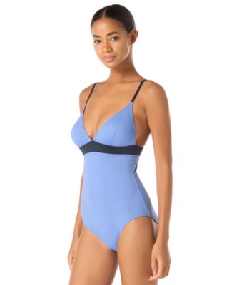 Women's Colorblock V-Neck One-Piece Swimsuit