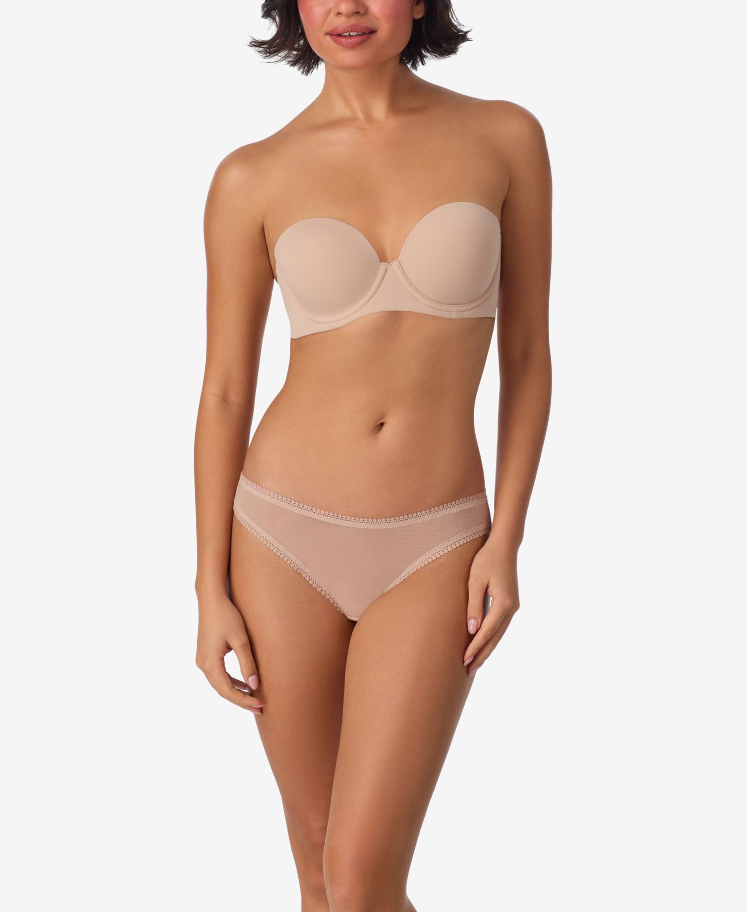 Women's Underwire Strapless Plunging Sleek Micro Bra