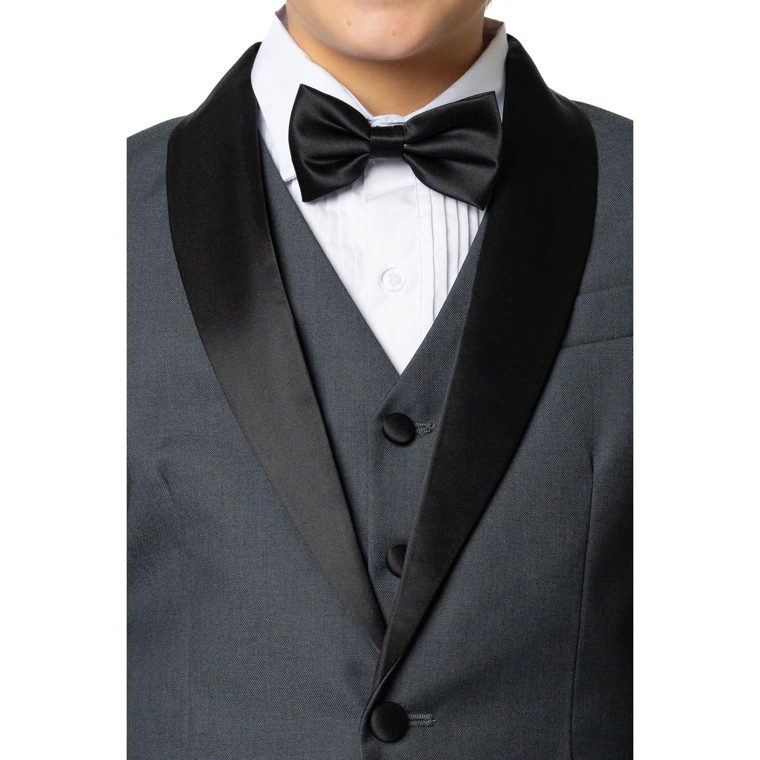 Big Boys Love and Angels Slim Fit 5-Piece Shirt, Bowtie, Jacket, Vest and Pants Tuxedo Set