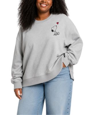 Plus Size Snoopy Long-Sleeve Cotton Graphic Sweatshirt
