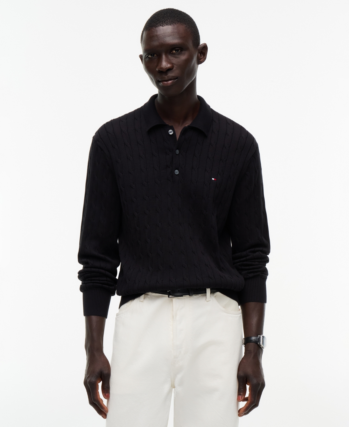 Tommy Hilfiger Men's Classic Cable-Knit Regular-Fit Polo Shirt