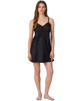 Lace-Trim Satin Chemise Nightgown Lingerie