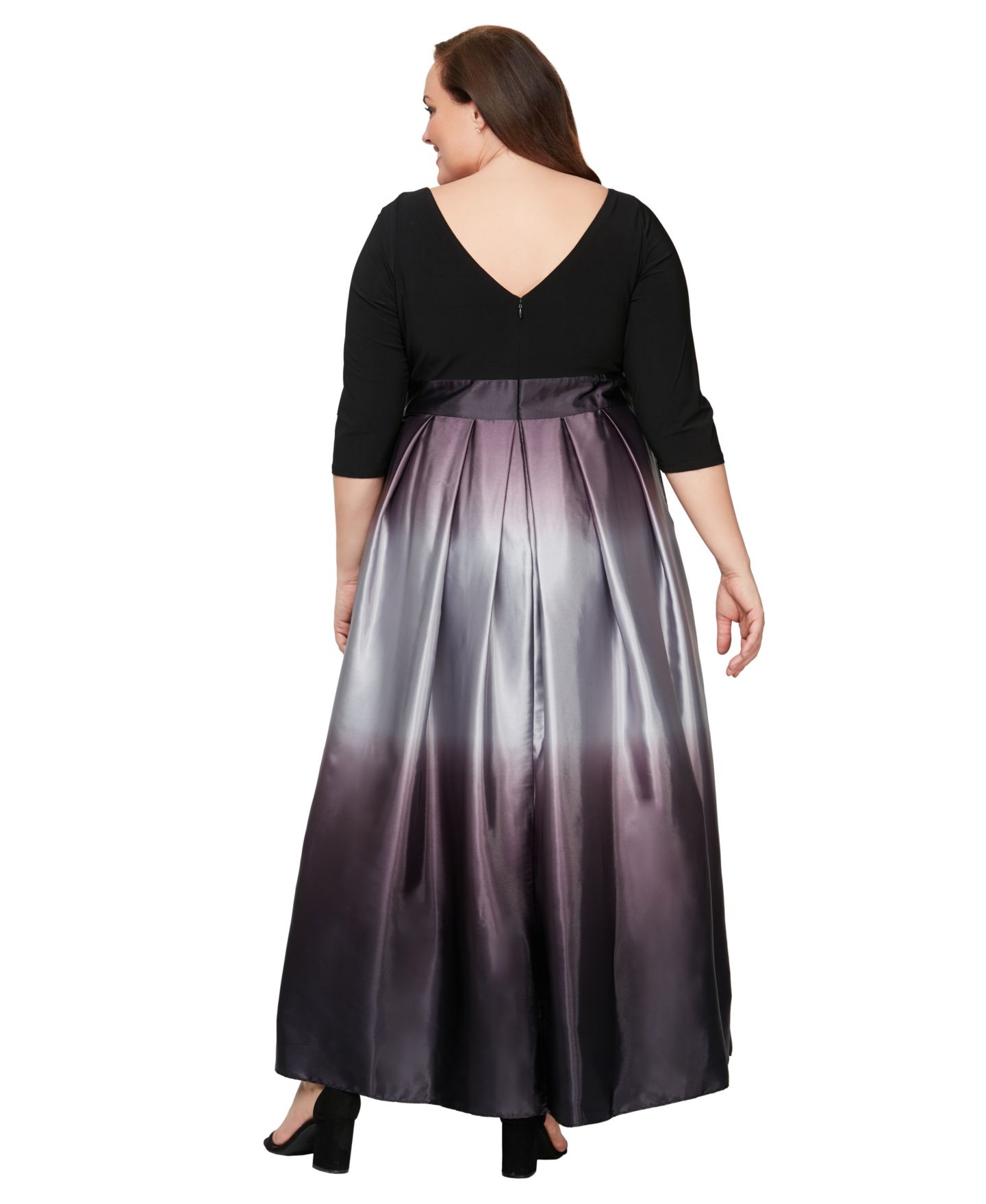 Женские платья SL Fashions Plus Size Ombré Ballgown, цвет: Чёрный шампань — фото 3