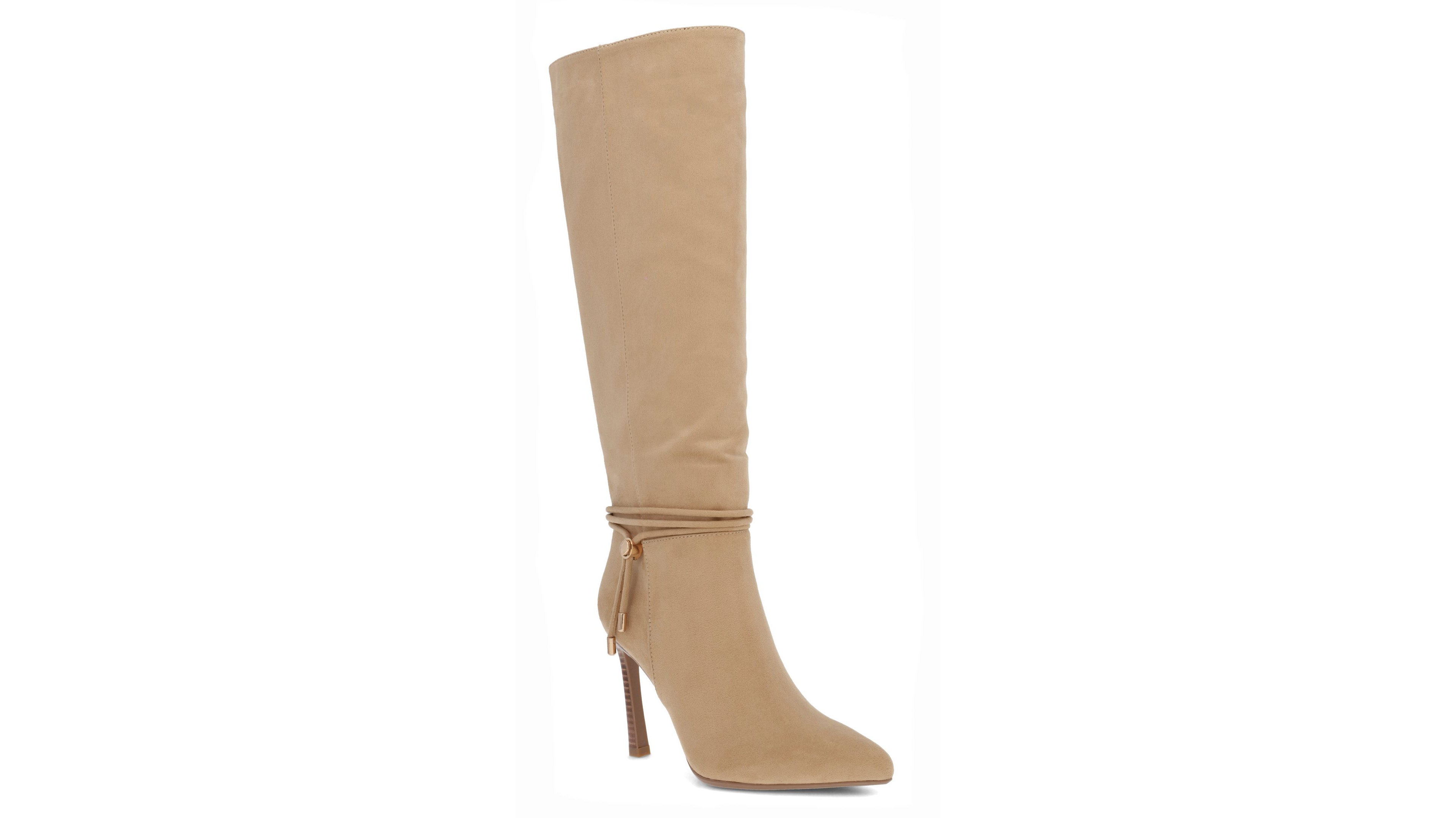 Mia Women's Niko Tie-Detail Pointed Toe Faux Leather Knee-High Boots