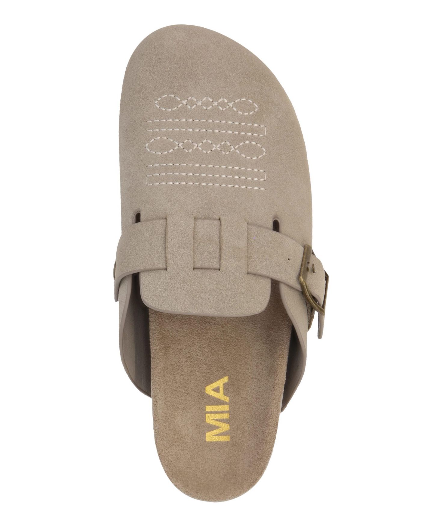 Женские сабо MIA Gracie Buckle Footbed Round Toe, цвет: Серо-коричневый — фото 4