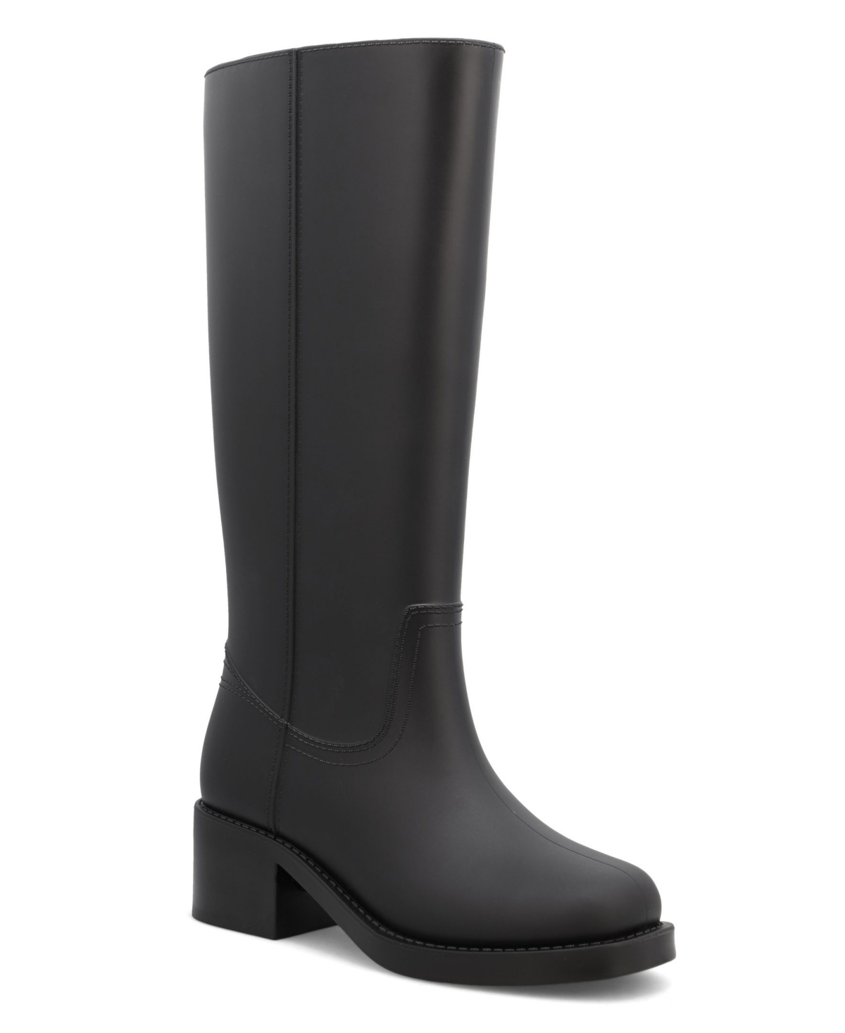 Mia Women's Wellington Rain Square Toe Tall Boots - Black