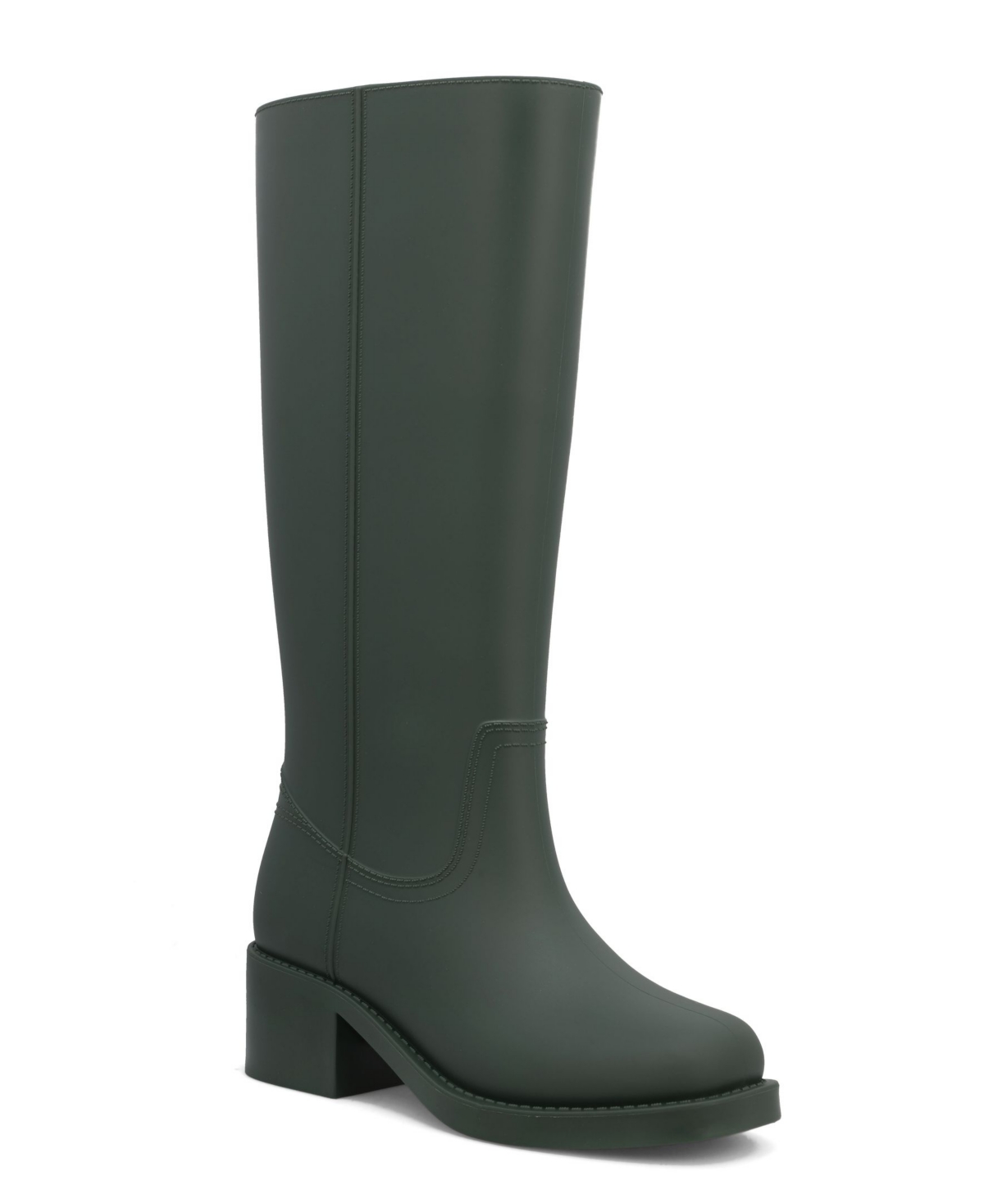 Mia Women's Wellington Rain Square Toe Tall Boots - Dark Green