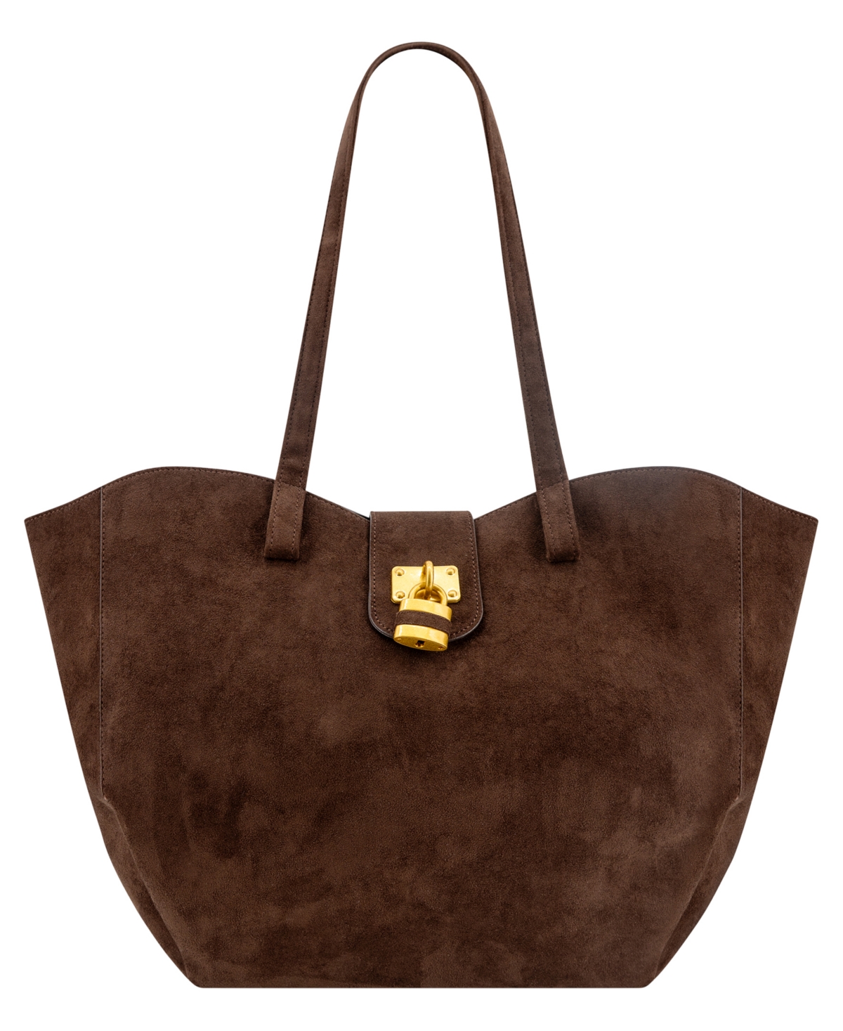 Like Dreams Harper Lock Suede Extra-large Tote Handbag In Dark Brown