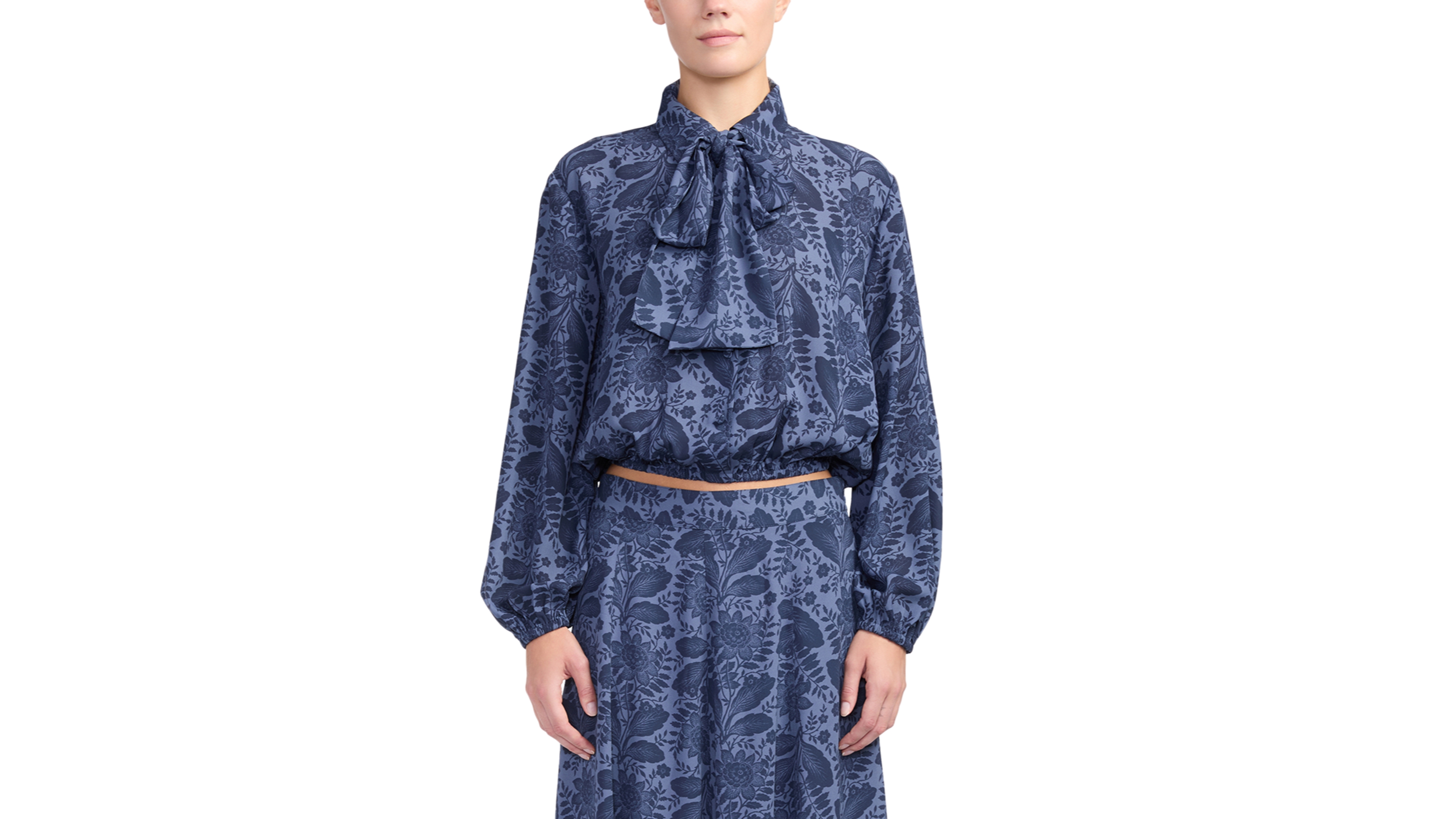 Derek Lam 10 Crosby Women's Emily Tie-Neck Long-Sleeve Relaxed-Fit Blouse