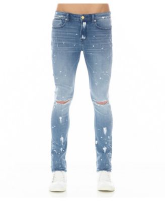 Men's Strat Ripped and Paint-Splatter Super-Skinny Jeans