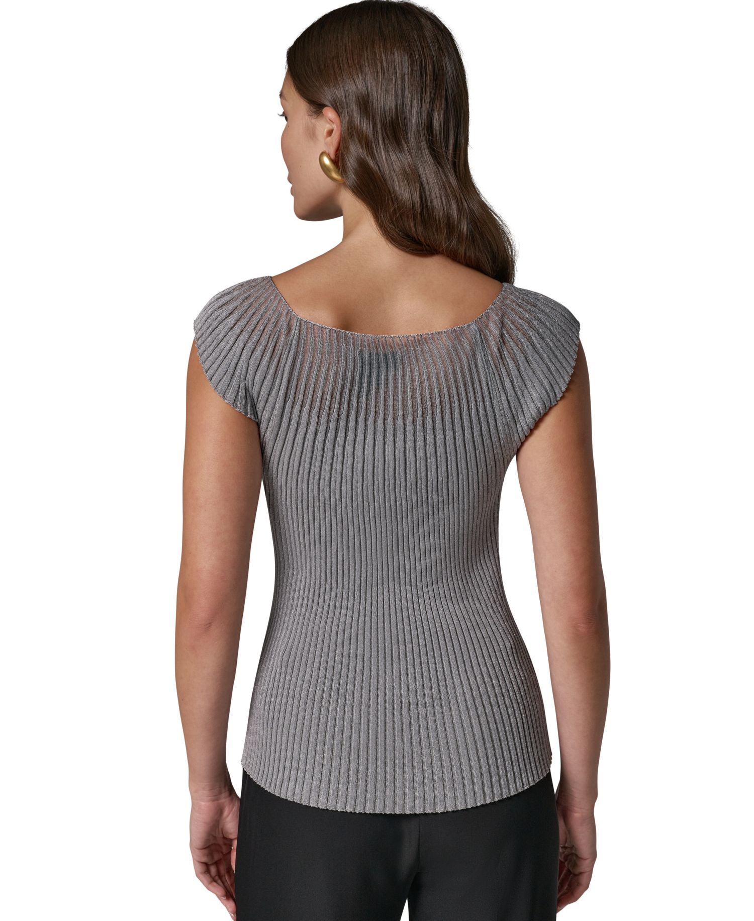 Women's Crewneck Sleeveless Ribbed Pullover Sweater