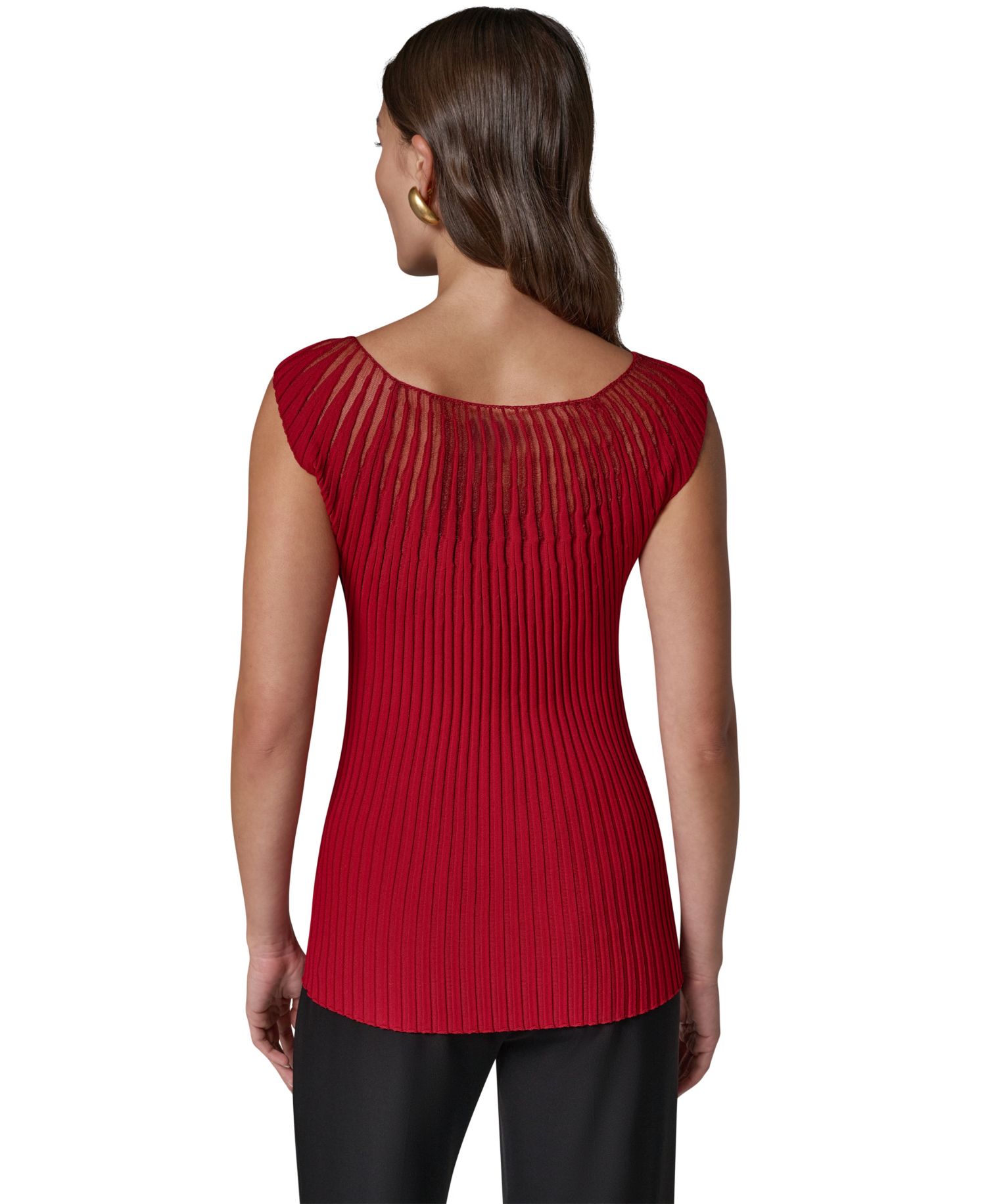 Women's Crewneck Sleeveless Ribbed Pullover Sweater