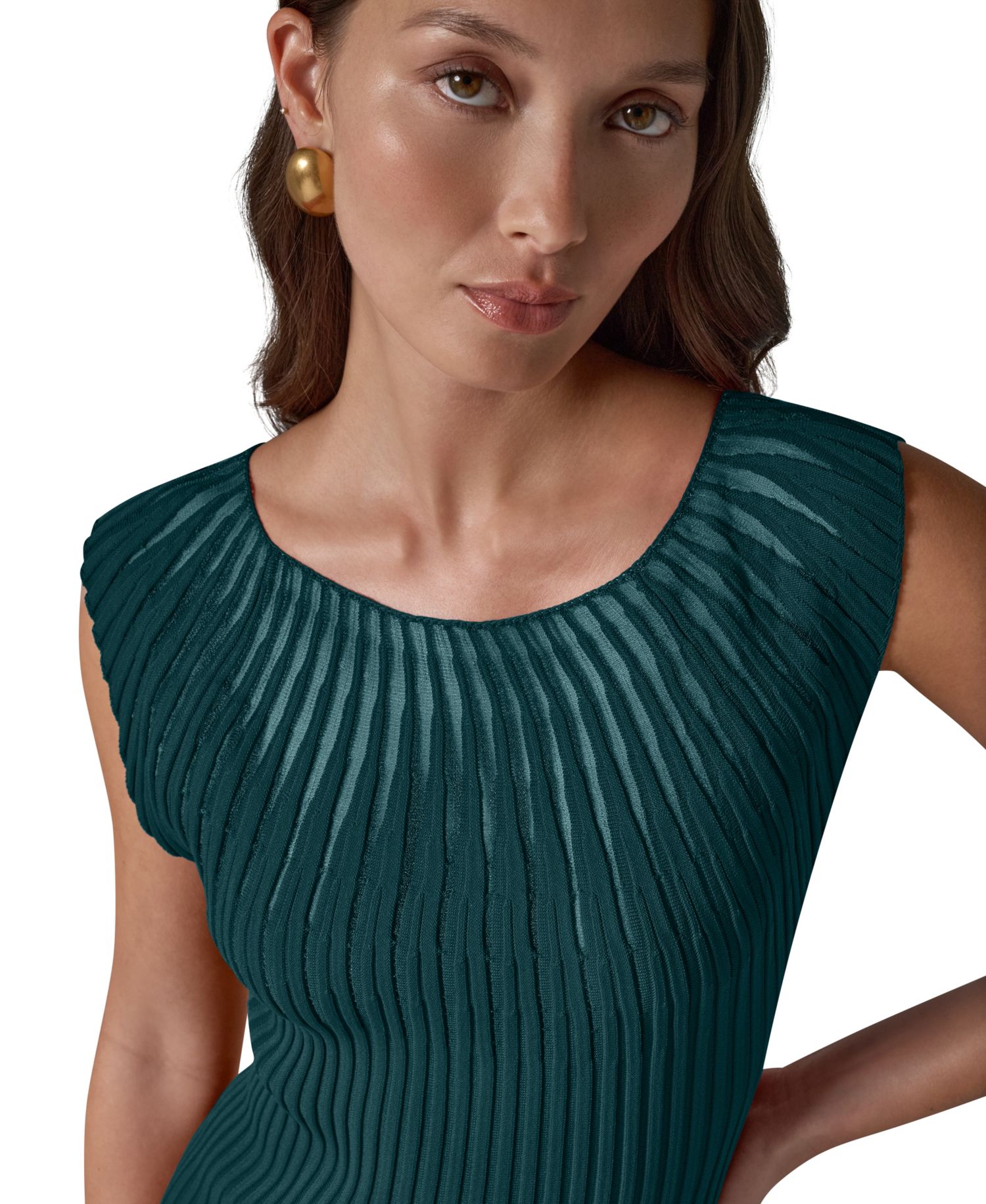 Women's Crewneck Sleeveless Ribbed Pullover Sweater