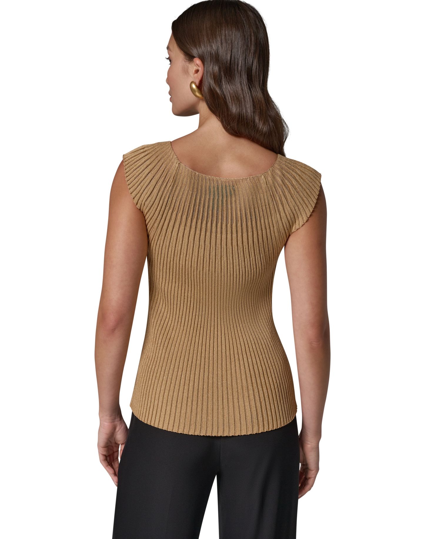 Women's Crewneck Sleeveless Ribbed Pullover Sweater