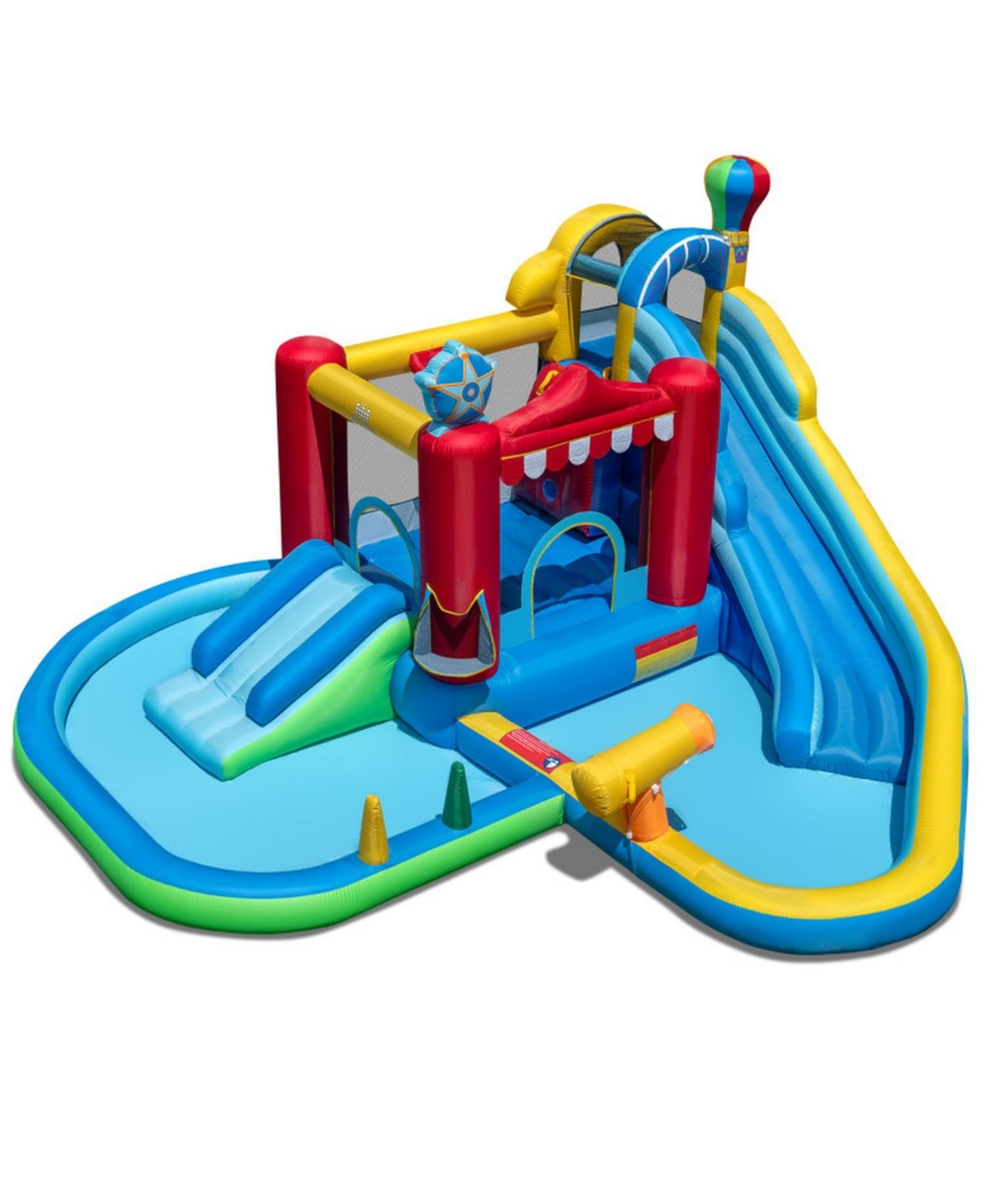 Sugift Inflatable Water Park Bounce House, 63" x 59" Jumping Area, With Splash Pool, Water Cannon & Games, For 2 Players, Ages 3-12