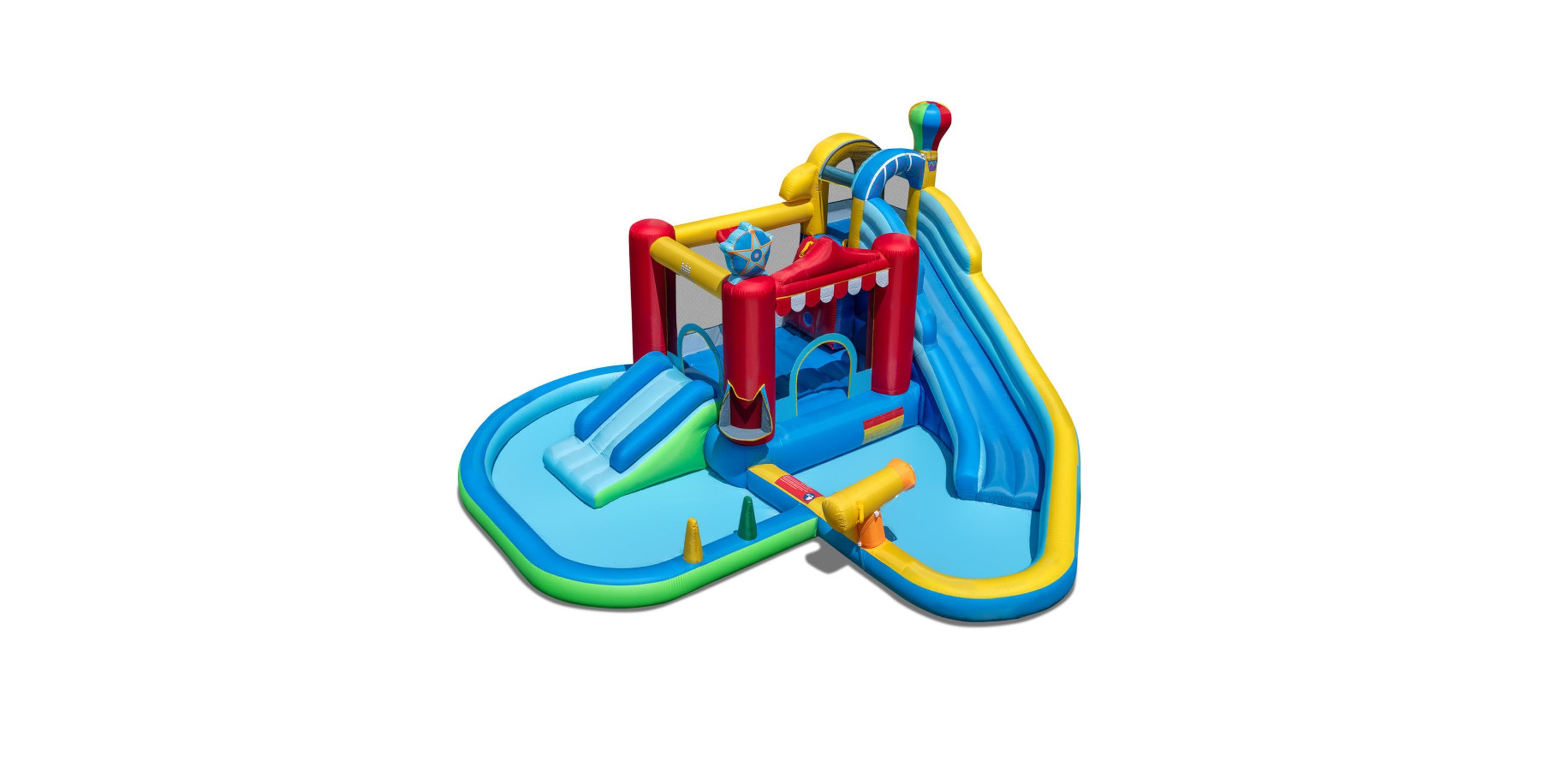 Sugift Inflatable Water Park Bounce House, 63" x 59" Jumping Area, With Splash Pool, Water Cannon & Games, For 2 Players, Ages 3-12