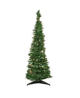 Pre-Lit Tinsel Pop-Up 4' Artificial Christmas Tree