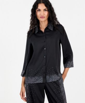 Women's 3/4-Sleeve Embellished Blouse