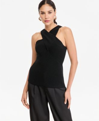 Women's Metallic Halter Sleeveless Sweater