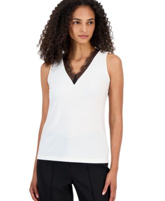 Women's V-Neck Lace Trim Tank