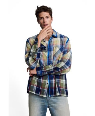 Men's checked spray shirt
