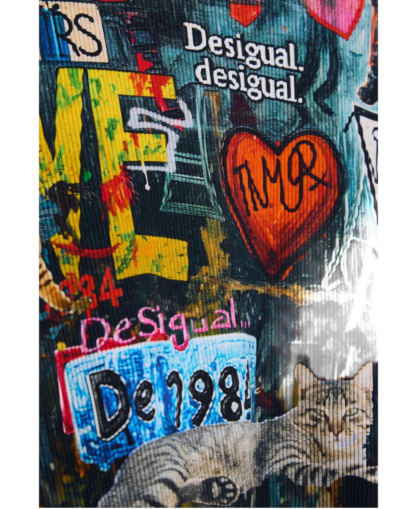 Платье Desigual Long-Sleeve Graphic-Print Fit & Flare Cotton-Blend Dress для девочек, цвет: Чёрный — фото 5