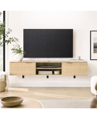 70" Floating TV Stand, Wall-Mounted Entertainment Center for TV, Fluted Modern Design - Floating TV Console Cabinet Shelf for Living Room
