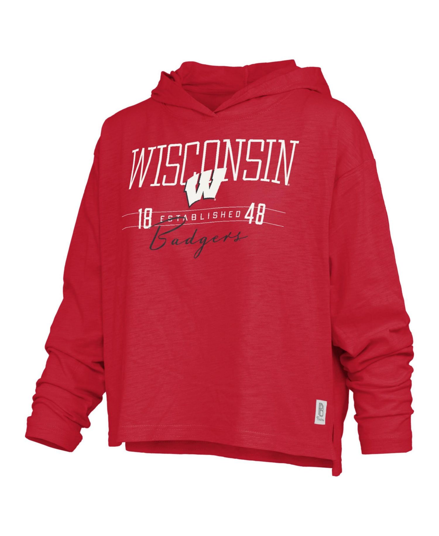 Women's Wisconsin Badgers Castillo Slub Oversized Hooded Long-Sleeve T-Shirt