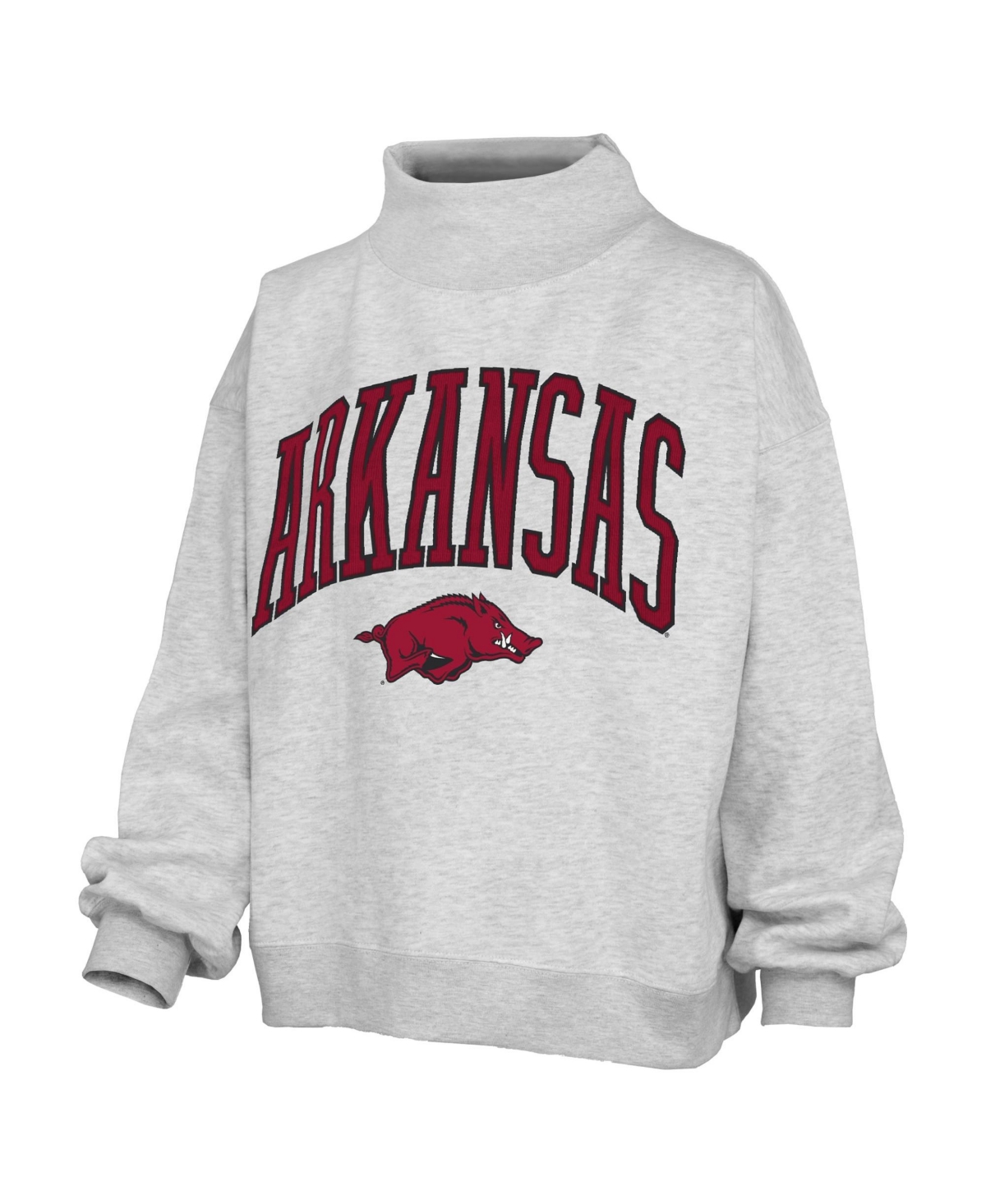 Pressbox Women's Nelson Texture Lingo Arkansas Razorbacks Oversized Mock Neck Sweatshirt