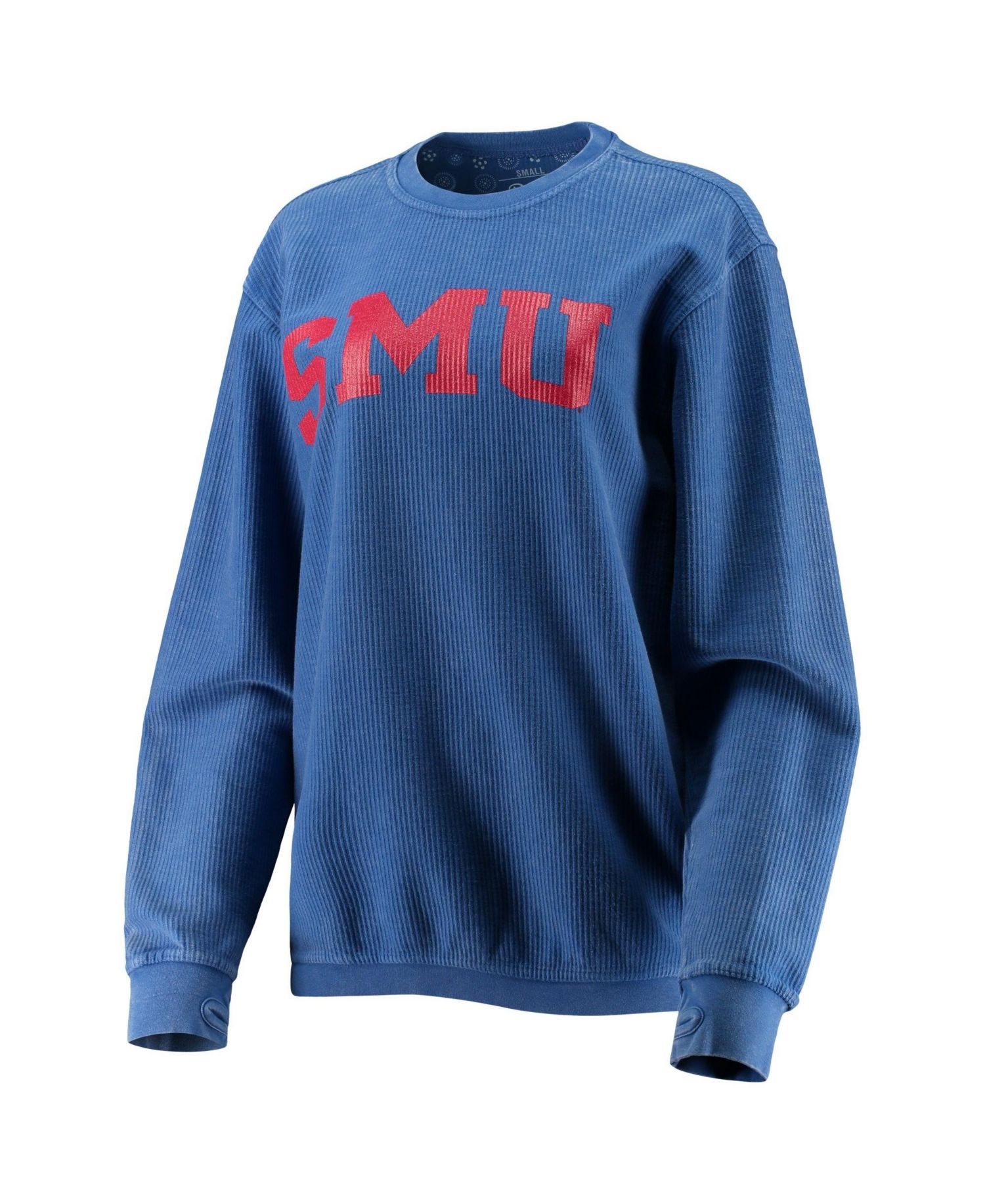 Women's SMU Mustangs Corded Graphic Pullover Sweatshirt