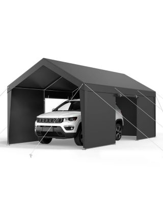 10 x 20 Feet Carport Outdoor Car Canopy with Removable Sidewalls and Door Heavy Duty Shelter