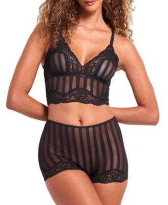 Women's Cove Lace Striped-Longline Bralette and Shortie, 2-Piece Set