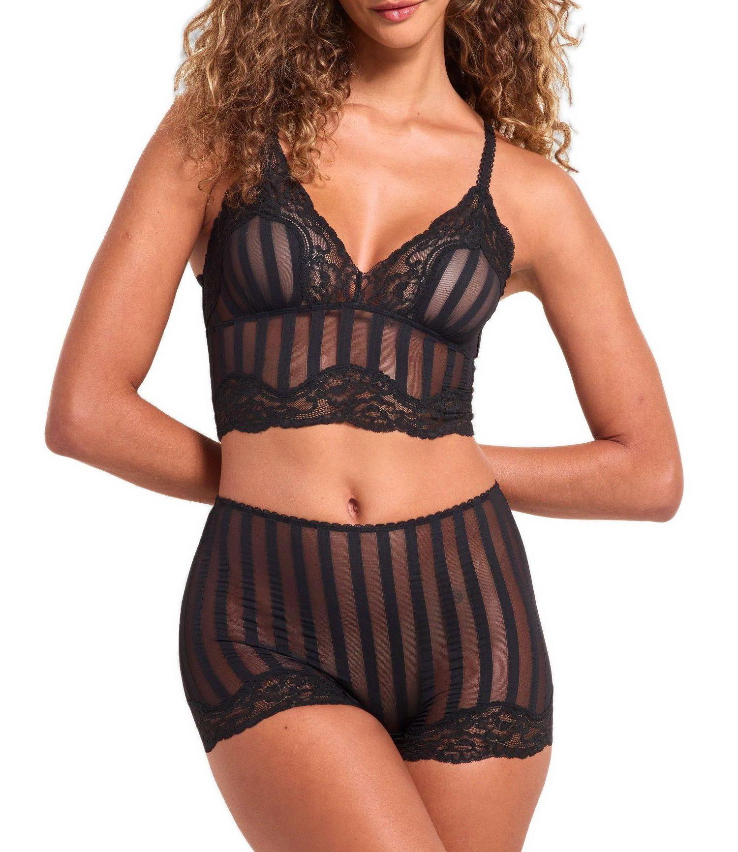Women's Cove Lace Striped-Longline Bralette and Shortie, 2-Piece Set