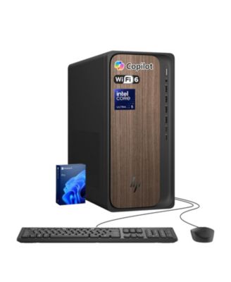 OmniDesk AI Tower Desktop, Ultra 5 225, Intel Graphics, 16GB DDR5, 1TB SSD, Wired Keyboard and Mouse, Wi-Fi 6, Win11 Home, Black