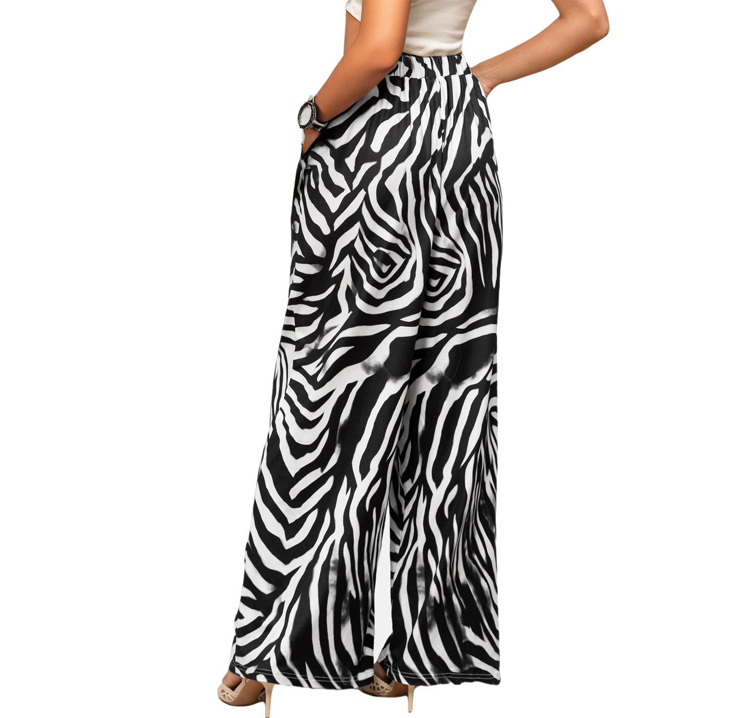 Women's One-Way Ticket High-Rise Wide-Leg Animal-Print Pants