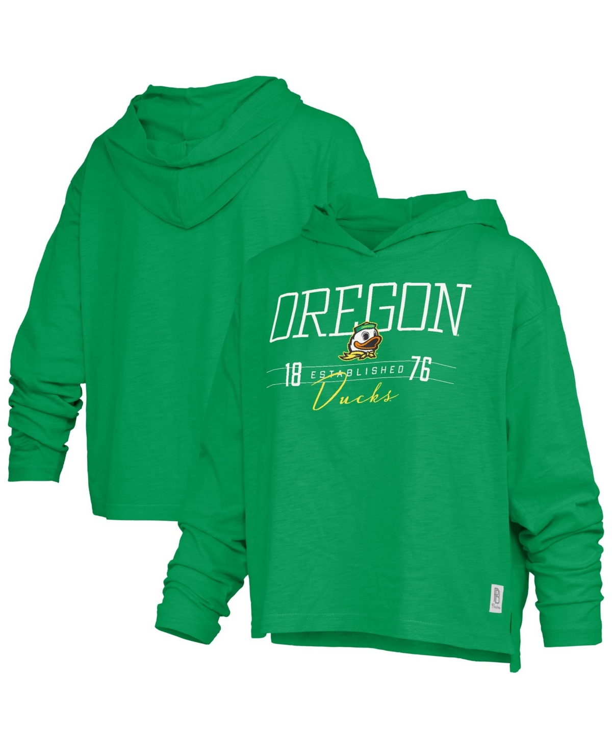 Pressbox Women's Oregon Ducks Castillo Oversized Hooded Slub-Fabric Long-Sleeve T-Shirt