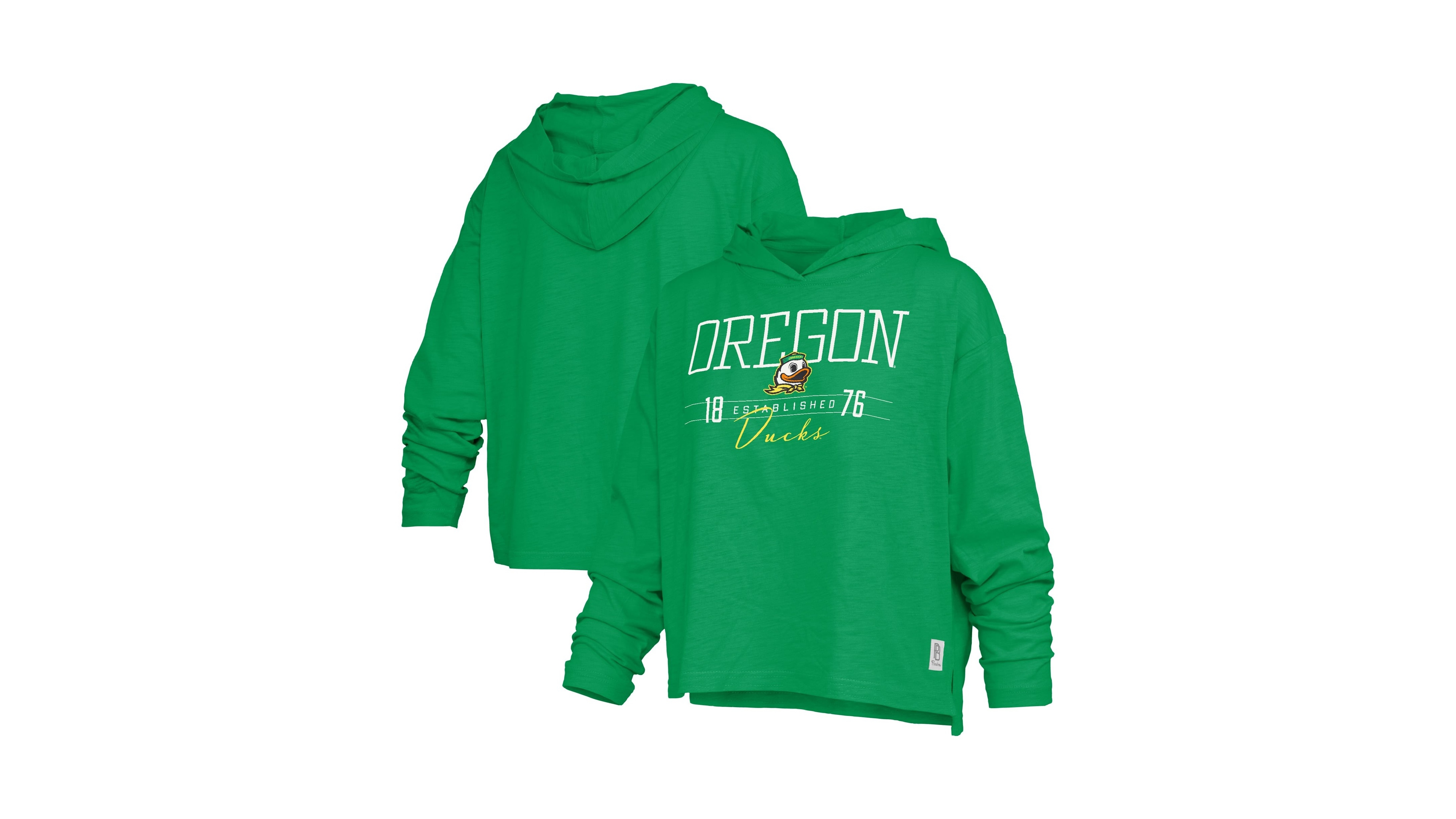 Pressbox Women's Oregon Ducks Castillo Oversized Hooded Slub-Fabric Long-Sleeve T-Shirt