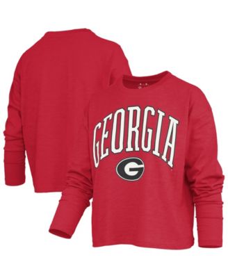 Women's Georgia Bulldogs Motley Long-Sleeve Boxy Burnout Cotton-Blend T-Shirt