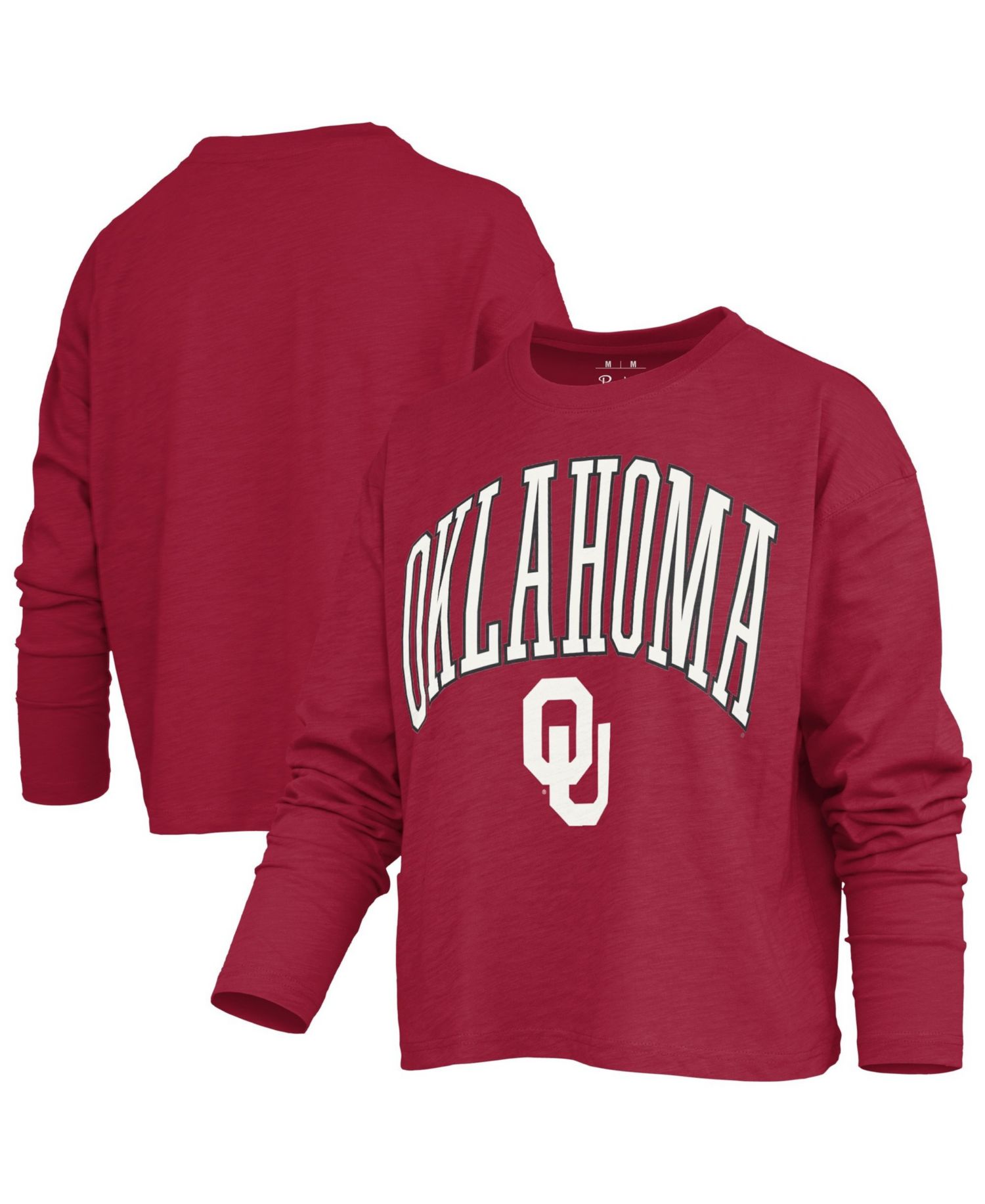 Women's Oklahoma Sooners Motley Boxy Waist-Length Long-Sleeve T-Shirt