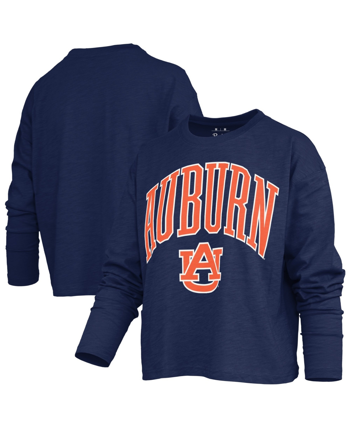 Pressbox Women's Auburn Tigers Motley Boxy Burnout Long-Sleeve Crewneck T-Shirt